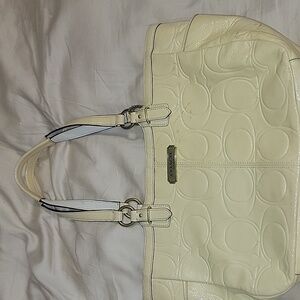 Coach Gallery Yellow Embossed Patent Leather Tote Bag Purse Handbag